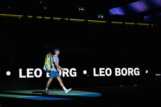 251013 Leo Borg of Sweden ahead of competing in a men s singles tennis match during day 1 of the ATP, Tennis Herren 250 Nordic Open on October 13, 2025 in Stockholm. Photo: Emma Wallskog BILDBYRAN COP 320 EW0577 tennis nordic open nordic open 2024 bbeng Copyright: EMMAxWALLSKOG BB251013EW073