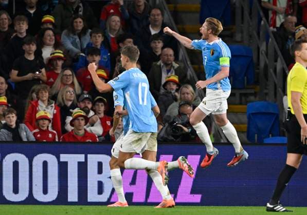 Wales v Belgium - FIFA World Cup, WM, Weltmeisterschaft, Fussball 2026 UEFA Qualifier CARDIFF, WALES - OCTOBER 13 : De Bruyne Kevin forward of Belgium celebrates scoring a second penalty during the FIFA World Cup 2026 European Qualifier match between Wales and Belgium at the Cardiff City stadium on October 13, 2025 in Cardiff, Wales, 13 10 2025 Cardiff Wales  Copyright: xDhax