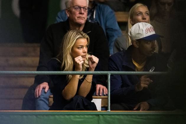 251013 Elvira Hedlund, girlfriend of Leo Borg of Sweden in the stands during a men s singles tennis match during day 1 of the ATP, Tennis Herren 250 Nordic Open on October 13, 2025 in Stockholm. Photo: Emma Wallskog BILDBYRAN COP 320 EW0577 tennis nordic open nordic open 2024 bbeng Copyright: EMMAxWALLSKOG BB251013EW075