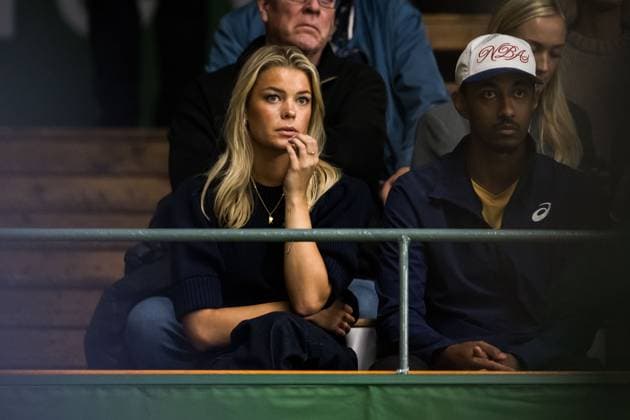 251013 Elvira Hedlund, girlfriend of Leo Borg of Sweden in the stands during a men s singles tennis match during day 1 of the ATP, Tennis Herren 250 Nordic Open on October 13, 2025 in Stockholm. Photo: Emma Wallskog BILDBYRAN COP 320 EW0577 tennis nordic open nordic open 2024 bbeng Copyright: EMMAxWALLSKOG BB251013EW078