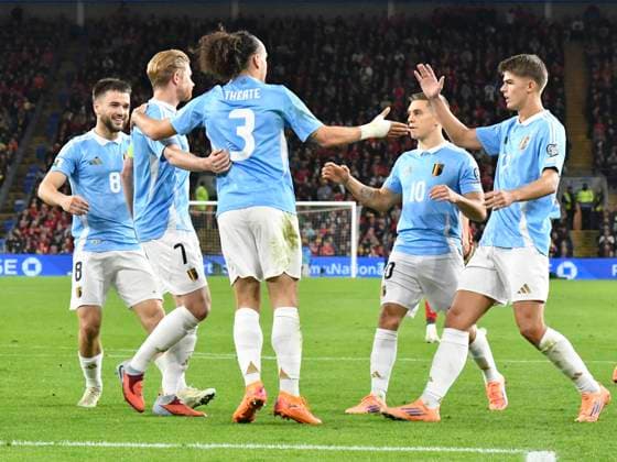 Football - 2026 FIFA World Cup, WM, Weltmeisterschaft, Fussball - European Qualifying - Group J - Matchday 8 12 - Wales vs Belgium - Cardiff City Stadium - Monday 13th October 2025 Kevin De Bruyne BELGIUM celebrates scoring his team s first goal COLORSPORT Winston Bynorth 