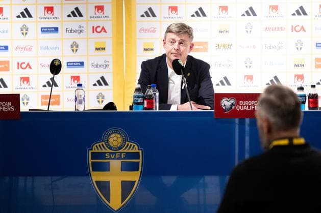 251013 Head coach Jon Dahl Tomasson of Sweden during the press conference, PK, Pressekonferenz after the the FIFA World Cup, WM, Weltmeisterschaft, Fussball Qualifier football match between Sweden and Kosovo on October 13, 2025 in Gothenburg. Photo: Daniel Stiller BILDBYRAN kod DS JM0741 bbeng fotboll football soccer fotball vm-kval kval fifa world cup qualifier qualifier qualification sverige sweden sverige a kosovo Copyright: DANIELxSTILLER BB251013DS101