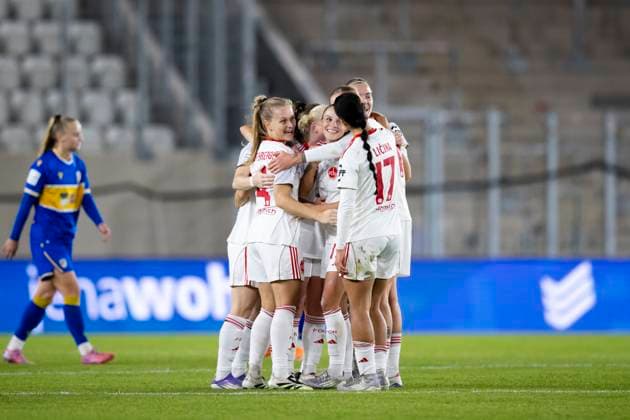 Google Pixel Frauen-Bundesliga: FC Carl Zeiss Jena vs. 1. FC Nürnberg; Jena; 13.10.2025 Jubel, 1. FC Nürnberg Google Pixel Frauen-Bundesliga: FC Carl Zeiss Jena vs. 1. FC Nürnberg; ad hoc arena im Ernst-Abbe-Sportfeld; 13.10.2025 Copyright: xBEAUTIFULxSPORTS Duehringx