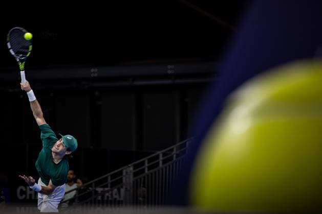 USA s Eliot Spizzirri pictured in action during the European Open ATP, Tennis Herren tennis tournament in Brussels, on Tuesday 14 October 2025. This year s edition of the tournament is taking place from 12 to 19 October 2025. JASPERxJACOBS  x136777230x