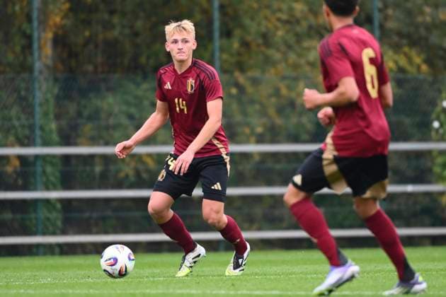 Norway v Belgium - UEFA European Under-17 Championship Qualifying Round LIEGE, BELGIUM - OCTOBER 14 : Strouwen Leni Tom defender of U17, U 17 Belgium during the UEFA European Under-17 Championship Estonia 2026 first qualifying round match group 5 between Norway and Belgium on October 14, 2025 in Liege, Belgium, 14 10 2025 Liege Belgium  Copyright: xVincentxKalutx