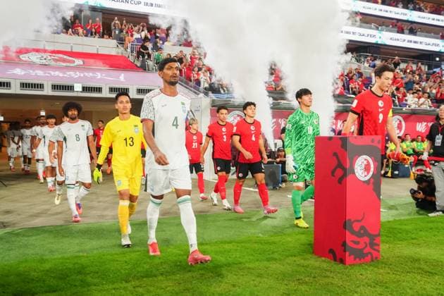 AFC Asian Cup Qualifiers: Hong Kong vs Bangladesh Hong Kong leads Bangladesh by 1-0 after first half at Kai Tak Stadium during AFC Asian Cup Qualifiers match on October 14, 2025 in Hong Kong. (Photo by Zulu Lo TMHK via Nexpher Images)