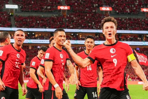 AFC Asian Cup Qualifiers: Hong Kong vs Bangladesh Matthew Orr, forward of Hong Kong Football Team celebrates after a successful penalty on Bangladesh at Kai Tak Stadium during AFC Asian Cup Qualifiers match on October 14, 2025 in Hong Kong. (Photo by Zulu Lo TMHK via Nexpher Images)