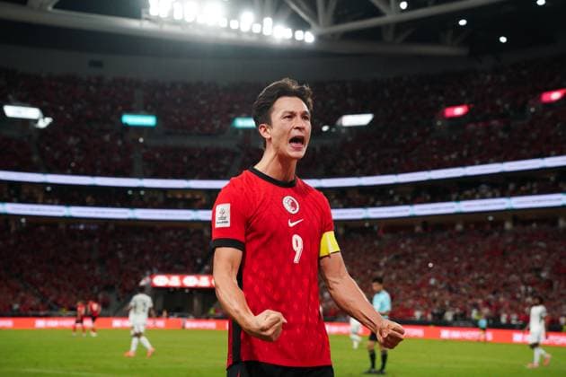 AFC Asian Cup Qualifiers: Hong Kong vs Bangladesh Matthew Elliot Wing Kai Chin Orr (Matt Or) celebrating after scoring a goal during the AFC Asian Cup Qualifiers between Hong Kong and Bangladesh at Kai Tak Stadium on October 14, 2025 in Hong Kong. (Photo by Ellan Mad Nexpher Images)