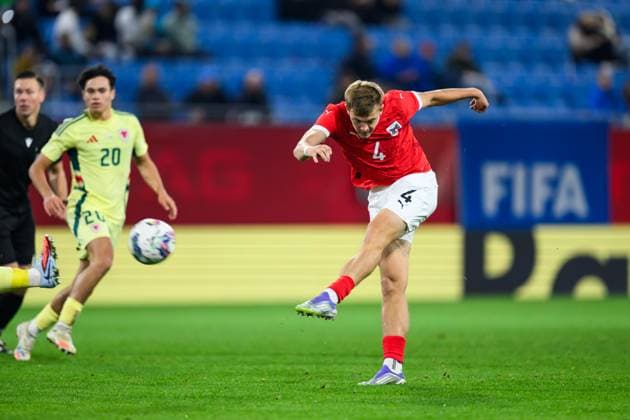SOCCER - UEFA U21, U 21 EURO quali, AUT vs WAL LINZ,AUSTRIA,14.OCT.25 - SOCCER - UEFA European Under-21 Championship 2026, qualifiers, OEFB under-21 international match, Länderspiel, Nationalmannschaft Austria vs Wales. Image shows David Puczka (AUT).  GEPAxpictures xChristianxMoser