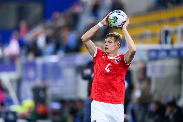 SOCCER - UEFA U21, U 21 EURO quali, AUT vs WAL LINZ,AUSTRIA,14.OCT.25 - SOCCER - UEFA European Under-21 Championship 2026, qualifiers, OEFB under-21 international match, Länderspiel, Nationalmannschaft Austria vs Wales. Image shows David Puczka (AUT).  GEPAxpictures xChristianxMoser