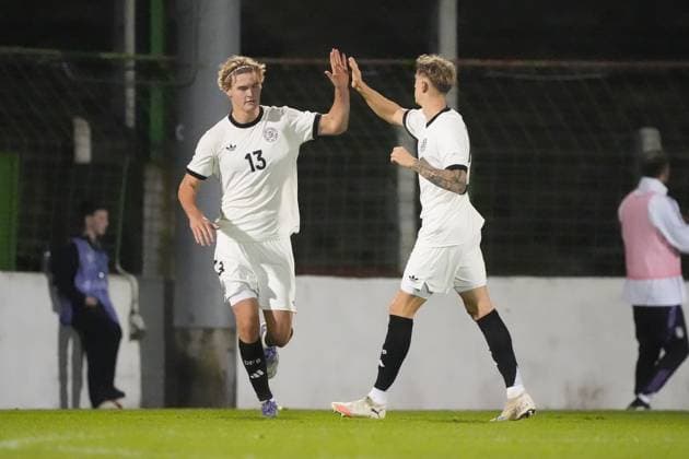 Torjubel beim 1:1 - Belfast 14.10.2025: Nordirland vs. Deutschland U21, U 21 EM Qualifikation, The Oval
