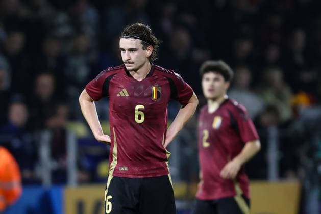 Belgium s Kamiel Van De Perre pictured during a soccer game between the U21, U 21 youth team of the Belgian national team, Nationalteam Red Devils and the U21 of Denmark, in Westerlo, on Tuesday 14 October 2025, game 3 (out of 8) of the qualifications for the 2026 UEFA European Under21 Championship. BRUNOxFAHY  x136809114x