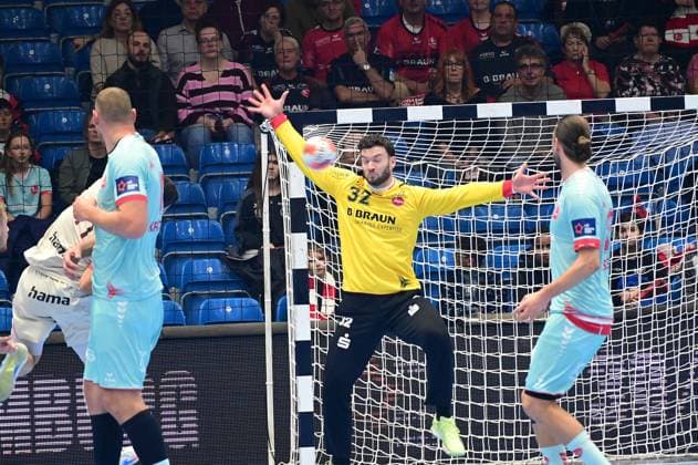14.10.2025 xkhx Kassel, Rohtenbachhalle Handball-Gruppenphase der European League MT Melsungen gegen Benfica Lissabon Torwart Kristof Palasics (32, MT Melsungen)