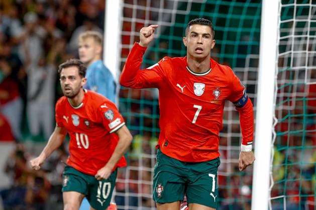 Estadio Jose Alvalde Cristiano Ronaldo of Portugal celebrates after scoring a goal during the FIFA World Cup, WM, Weltmeisterschaft, Fussball 2026 qualifier match between Portugal and Hungary at Estadio Jose Alvalade on October 14, 2025 in Lisbon, Portugal. World Cup 2026 qualifier - Portugal and Hungary (Valter Gouveia SPP)  Copyright: xValterxGouveia SPPx spp-en-VaGo-_GO_0937