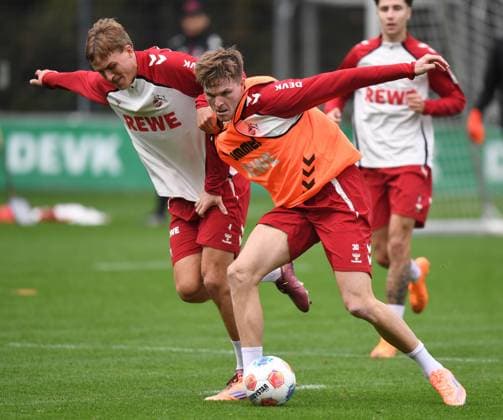 15.10.2025, xophax, Fussball 1.Bundesliga Saison 2025 2026 1.FC Köln Training Timo Hübers , links und Marius Bülter , rechts Leverkusen