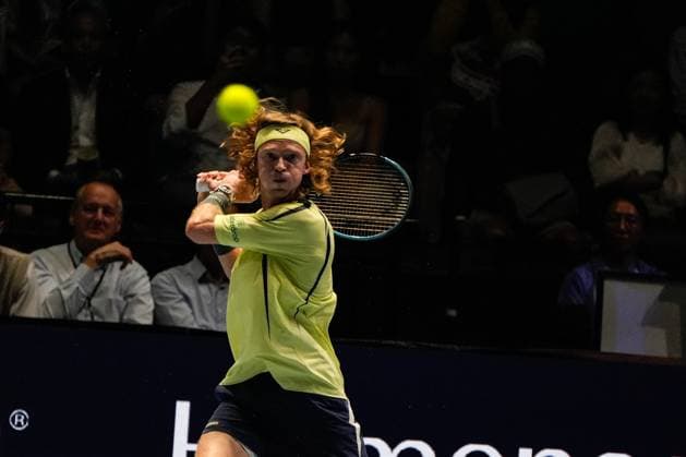 UTS Hong Kong 2025 Day 2 Russian Tennis Player Andrey Rublev during a match at UTS Hong Kong on October 15, 2025 in Hong Kong. (Photo by Vernon Yuen Nexpher Images)