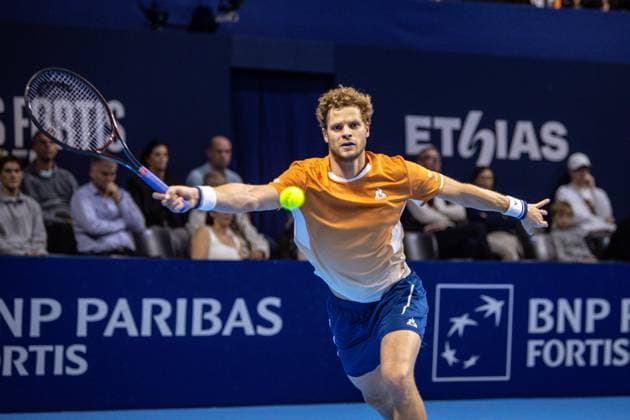 German Yannick Hanfmann pictured in action during the European Open ATP, Tennis Herren tennis tournament in Brussels, on Wednesday 15 October 2025. This year s edition of the tournament is taking place from 12 to 19 October 2025. ZENOxDRUYTS  x136873728x