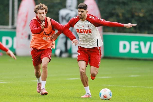 Training, 1. FC Köln, von links: Luca Waldschmidt, Cenk Özkacar (1. FC Köln), 15.10.2025, Bild: