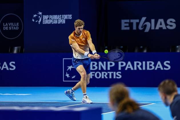 German Yannick Hanfmann pictured in action during the European Open ATP, Tennis Herren tennis tournament in Brussels, on Wednesday 15 October 2025. This year s edition of the tournament is taking place from 12 to 19 October 2025. DAVIDxPINTENS  x136881322x