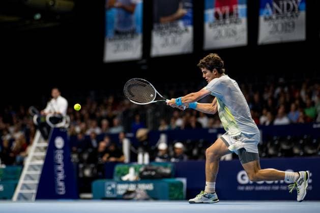 Belgian Gilles-Arnaud Bailly pictured in action during the European Open ATP, Tennis Herren tennis tournament in Brussels, on Wednesday 15 October 2025. This year s edition of the tournament is taking place from 12 to 19 October 2025. JASPERxJACOBS  x136885192x