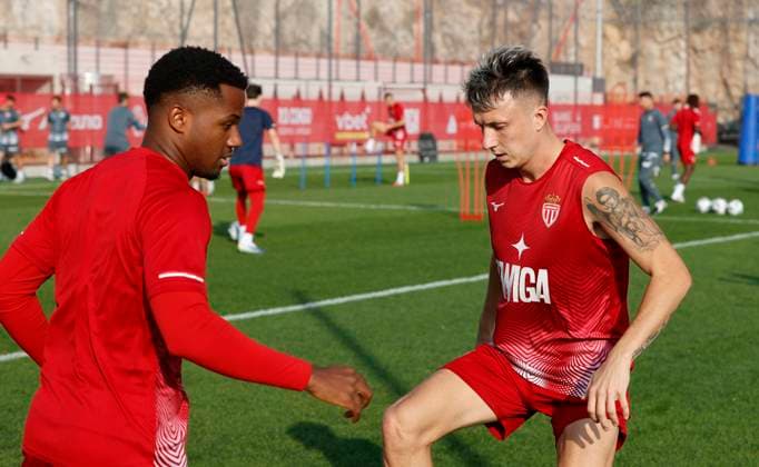 La Turbie, France - October 14, 2025: AS Monaco Football Club team training Session at the Headquarter with Russian Alexander Sergejewitsch Golowin. Alexandr, Golovin, Mandoga Media Germany AS Monaco Football Club team training at the Headquarter