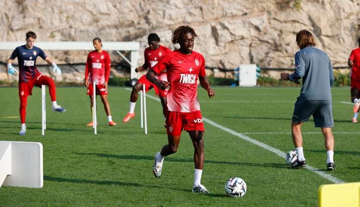 La Turbie, France - October 14, 2025: AS Monaco Football Club team training Session at the Headquarter with Mohammed Salisu. Mandoga Media Germany AS Monaco Football Club team training at the Headquarter
