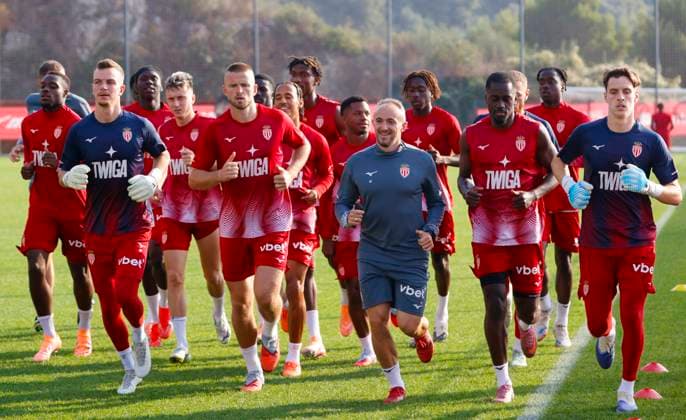 La Turbie, France - October 14, 2025: AS Monaco Football Club team training Session at the Headquarter. Mandoga Media Germany AS Monaco Football Club team training at the Headquarter