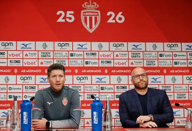 La Turbie, France - October 14, 2025: AS Monaco Football Club press conference, PK, Pressekonferenz with new Belgian Head Coach Sebastien Pocognoli and Sporting Director Thiago Scuro. Mandoga Media Germany AS Monaco Football Club team training at the Headquarter