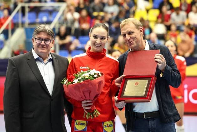 HANDBALL - EHF EURO Quali, AUT vs ISR MARIA ENZERSDORF,AUSTRIA,15.OCT.25 - HANDBALL - EHF Women s European Championship, EM, Europameisterschaft qualification, OEHB international match, Länderspiel, Nationalmannschaft Austria vs Israel. Image shows Kristina Dramac (AUT).  GEPAxpictures xArminxRauthner