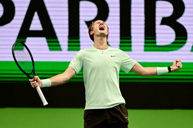 Sebastian Korda, USA, vann sin match mot Kamil Majchrzak, Polen, under tennisturneringen BNP Paribas Nordic Open i Kungliga tennishallen. STOCKHOLM SVERIGE x10030x