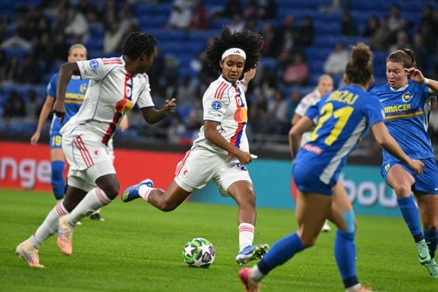 Football : UEFA Women s Champions League - Olympique Lyonnais F v Saint POLTEN F Lily YOHANNES during the UEFA Women s Champions League, football match between Olympique Lyonnais and Saint POLTEN on 15 October 2025 at Groupama stadium in Decines-Charpieu Lyon, France  Copyright: xALLILI_MOURADx