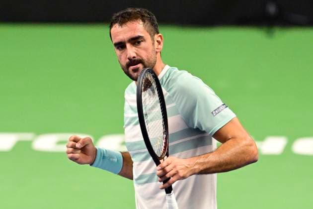 STOCKHOLM, SWEDEN 20251015 Marin Cilic, Croatia, in his match against Casper Ruud, Norway, during the BNP Paribas Nordic Open tennis tournament at the Royal Swedish Tennis Hall. STOCKHOLM SWEDEN x10030x