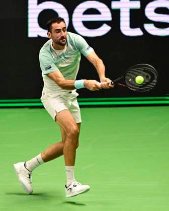 STOCKHOLM, SWEDEN 20251015 Marin Cilic, Croatia, in his match against Casper Ruud, Norway, during the BNP Paribas Nordic Open tennis tournament at the Royal Swedish Tennis Hall. STOCKHOLM SWEDEN x10030x