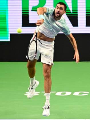 STOCKHOLM, SWEDEN 20251015 Marin Cilic, Croatia, in his match against Casper Ruud, Norway, during the BNP Paribas Nordic Open tennis tournament at the Royal Swedish Tennis Hall. STOCKHOLM SWEDEN x10030x