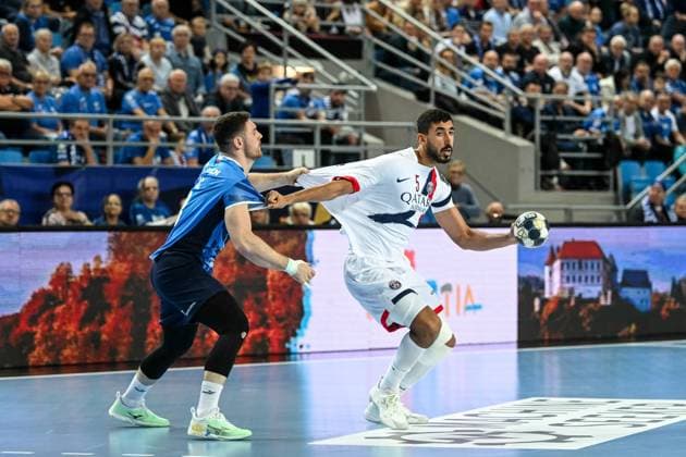 PLOCK 15.10.2025 MECZ 5. KOLEJKA LIGA MISTRZOW PILKA RECZNA MEZCZYZN SEZON 2025 2026 ORLEN WISLA PLOCK - PSG --- MENS HALDBALL EHF CHAMPIONS LEAGUE SEASON 2025 2026 MATCH: SPR WISLA PLOCK - PARIS SAINT-GERMAIN MITJA JANC YAHIA KHALED FATHY OMAR FOT. JACEK PRONDZYNSKI FOTOPYK NEWSPIX.PL --- newspix.pl 