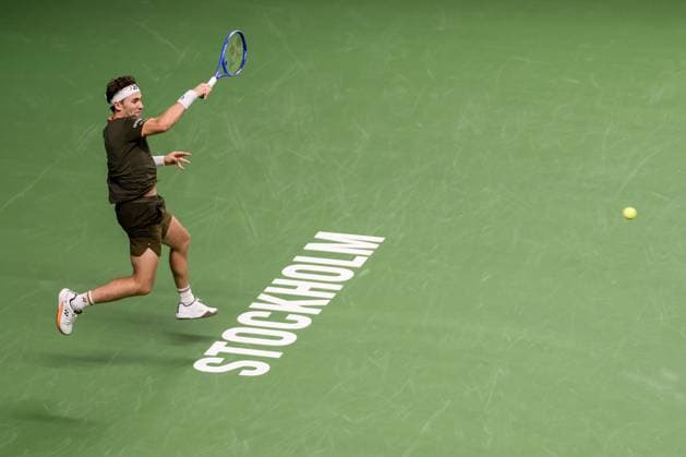 251015 Casper Ruud of Norway competes in a men s singles tennis match during day 5 of the ATP, Tennis Herren 250 Nordic Open on October 15, 2025 in Stockholm. Photo: Jesper Zerman BILDBYRAN kod JZ JZ0628 tennis nordic open day 5 bbeng Copyright: JESPERxZERMAN BB251015JZ017