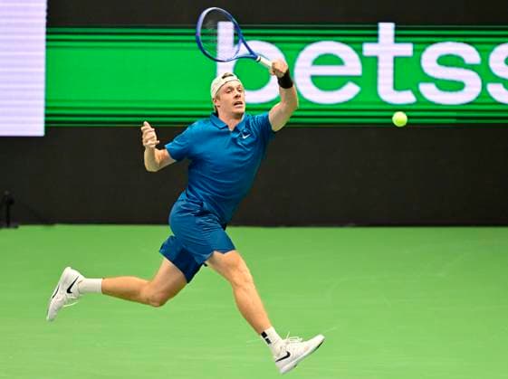 STOCKHOLM, SWEDEN 20251015 Denis Shapovalov, Canada, in his match against Leo Borg, Norway, during the BNP Paribas Nordic Open tennis tournament at the Royal Swedish Tennis Hall. STOCKHOLM SWEDEN x10030x