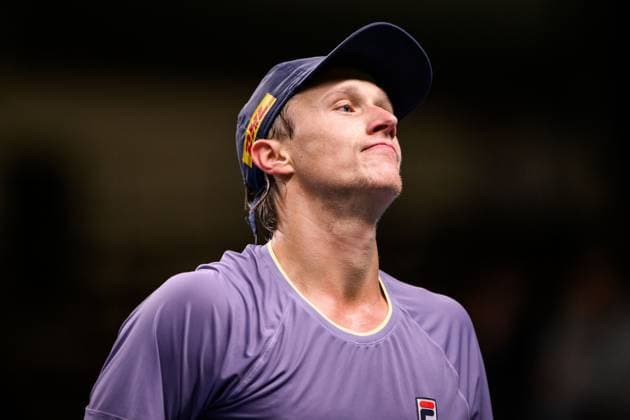 251015 Leo Borg of Sweden looks dejected as he competes in a men s singles tennis match during day 5 of the ATP, Tennis Herren 250 Nordic Open on October 15, 2025 in Stockholm. Photo: Jesper Zerman BILDBYRAN kod JZ JZ0628 tennis tennis nordic open day 5 bbeng depp sverige sweden Copyright: JESPERxZERMAN BB251015JZ050