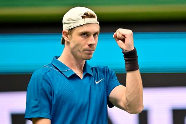 STOCKHOLM, SWEDEN 20251015 Denis Shapovalov, Canada, in his match against Leo Borg, Norway, during the BNP Paribas Nordic Open tennis tournament at the Royal Swedish Tennis Hall. STOCKHOLM SWEDEN x10030x