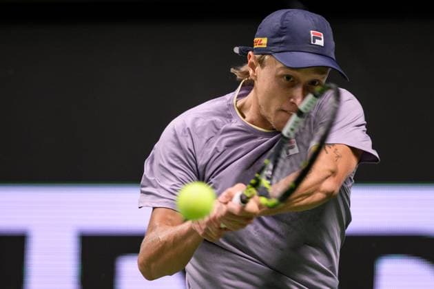 251015 Leo Borg of Sweden competes in a men s singles tennis match during day 5 of the ATP, Tennis Herren 250 Nordic Open on October 15, 2025 in Stockholm. Photo: Jesper Zerman BILDBYRAN kod JZ JZ0628 tennis nordic open day 5 bbeng Copyright: JESPERxZERMAN BB251015JZ065