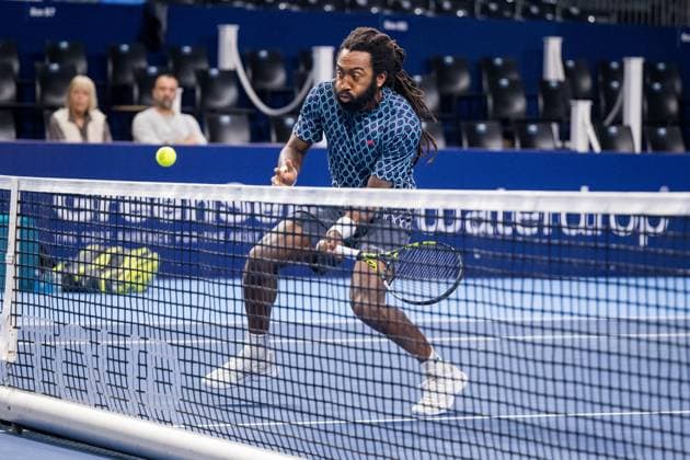 US Evan King pictured in action during the European Open ATP, Tennis Herren tennis tournament in Brussels, on Thursday 16 October 2025. This year s edition of the tournament is taking place from 12 to 19 October 2025. JASPERxJACOBS  x136960247x