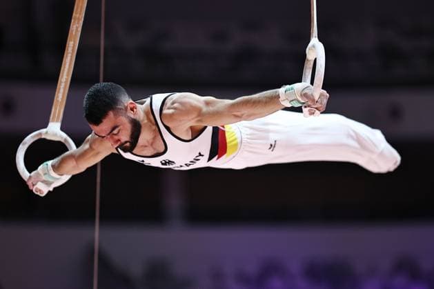 Artur Sahakyan, GER, during podiumtraining at 2025 Worlds in Jakarta; 16 10 2025; *** Artur Sahakyan, GER, during podiumtraining at 2025 Worlds in Jakarta 16 10 2025 