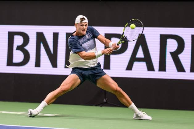 251016 Holger Rune of Norway competes in a men s singles tennis match during day 6 of the ATP, Tennis Herren 250 Nordic Open on October 16, 2025 in Stockholm. Photo: Jesper Zerman BILDBYRAN kod JZ JZ0629 tennis nordic open nordic open 2024 bbeng norge norway Copyright: JESPERxZERMAN BB251016JZ009