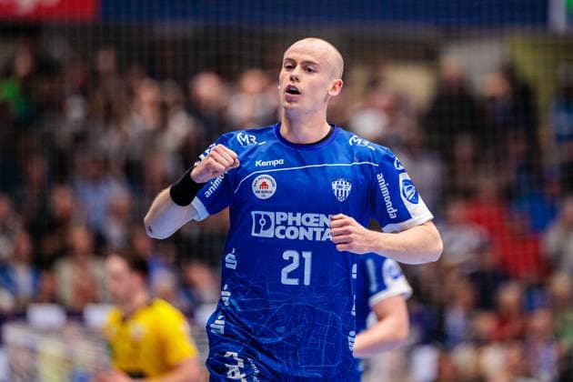 Leve Carstensen (TBV Lemgo Lippe, 21) jubelt nach Torerfolg Tor GER, TBV Lemgo Lippe vs. Rhein-Neckar Loewen, Handball, 1. Bundesliga, 9. Spieltag, Spielzeit 2025 2026, 16.10.2025 GER, TBV Lemgo Lippe vs. Rhein-Neckar Loewen, Handball, 1. Bundesliga, 9. Spieltag, Spielzeit 2025 2026, 16.10.2025 Lemgo Copyright: xEibner-Pressefoto JanxRollingerx EP_JSK