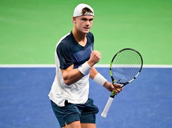 STOCKHOLM, SWEDEN 20251016 Holger Rune, Denmark, in his match against Marton Fucsovics, Hungary, during the BNP Paribas Nordic Open tennis tournament at the Royal Swedish Tennis Hall. STOCKHOLM SWEDEN x10030x