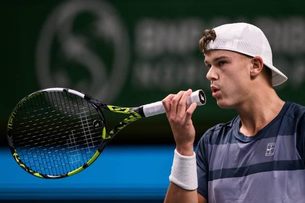 251016 Holger Rune of Denmark competes in a men s singles tennis match during day 6 of the ATP, Tennis Herren 250 Nordic Open on October 16, 2025 in Stockholm. Photo: Jesper Zerman BILDBYRAN kod JZ JZ0629 tennis nordic open nordic open 2024 bbeng Copyright: JESPERxZERMAN BB251016JZ020
