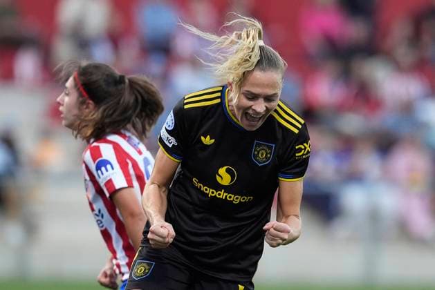 CLUB ATLETICO DE MADRID v Manchester United, ManU WOMEN. UEFA WOMEN S CHAMPIONS LEAGUE 2024 2025. MATCHDAY 2. Manchester United Women™s Fridolina Rolfo celebrates goal during UEFA Women s Champions League, matchday 2. October 16, 2025. (ALTERPHOTOS Acero) Alcala de HenaresSpain  Copyright: xAcerox