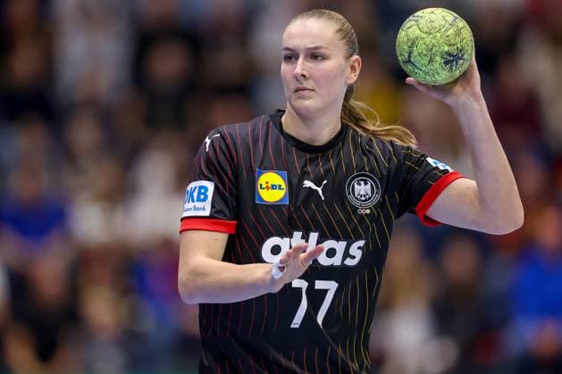 16.10.2025, Handball, EHF Frauen Länderpiel, EM Qualifikation 2026, Deutschland - Nordmazedonien, Schwalbe-Arena in Gummersbach: Viola Charlotte LEUCHTER (GER 77) Nordrhein-Westfalen Deutschland