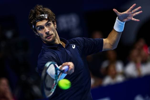 Italian Lorenzo Musetti pictured in action during the European Open ATP, Tennis Herren tennis tournament in Brussels, on Thursday 16 October 2025. This year s edition of the tournament is taking place from 12 to 19 October 2025. DAVIDxPINTENS  x136992881x