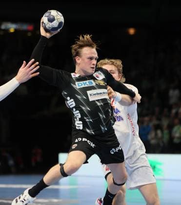 GER EHF CL Men Saison 2025 2026 FÜCHSE Berlin vs. NOR Kolstad Handball, 16.10.25, MAX-SCHMELING-HALLE, Berlin Tobias SCHJOELBERG GRÖNDAHL (Füchse Berlin 15)